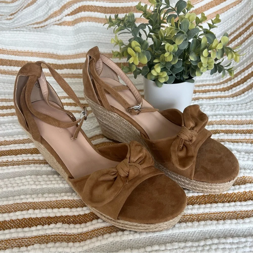 Rilista Womens Wedge Platform Sandals Cute Bowknot OpenToeEspadrille‎ High Heels